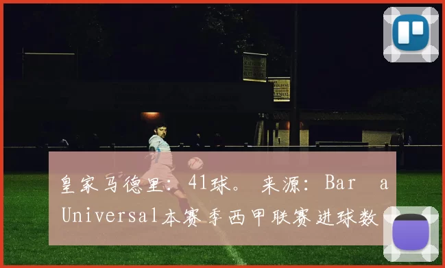 皇家马德里：41球。 来源：Barça Universal本赛季西甲联赛进球数：